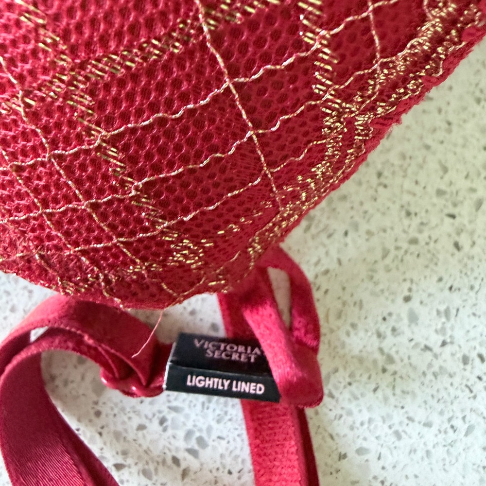 Victoria's Secret Red Bra with Gold Accents